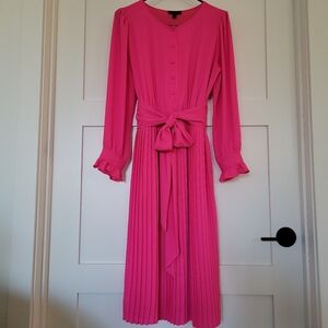 Vibrant Pink Pleated Dress